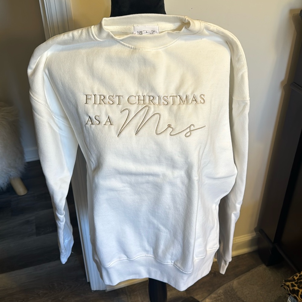 White 'First Christmas as a Mrs' Sweater